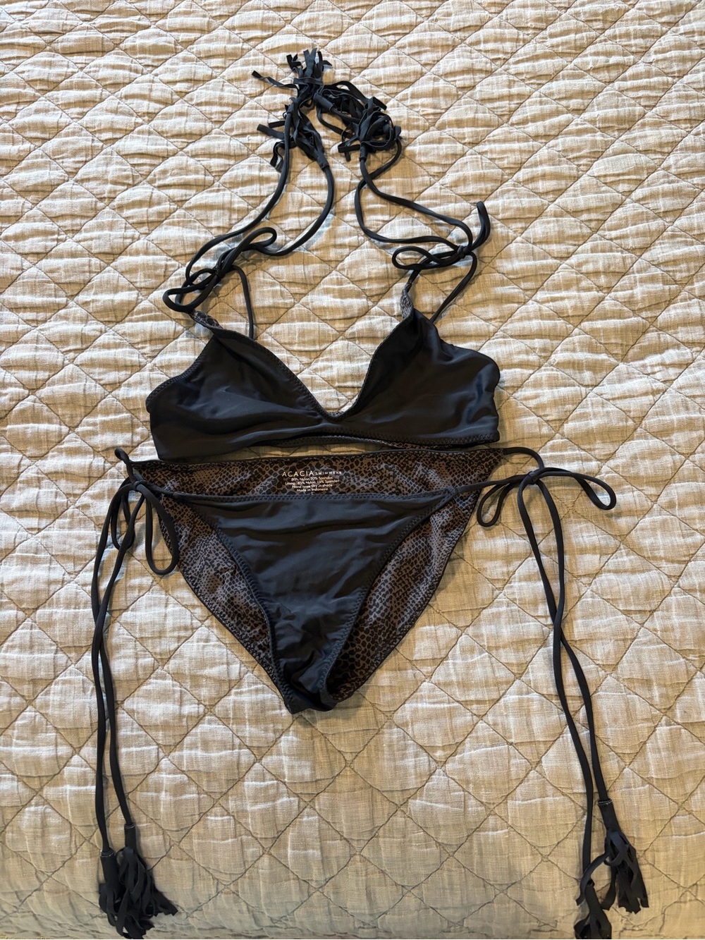 Acacia Black String Bikini Set size large